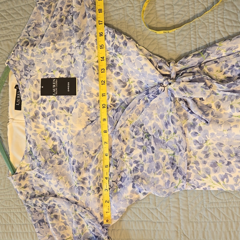 NWT Ralph Lauren Blue Floral Dress  Size 4 - Picture 6 of 10